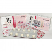 T3 Liothyronine Sodium, 1 box, 30 tabs, 25 mcg/tab..